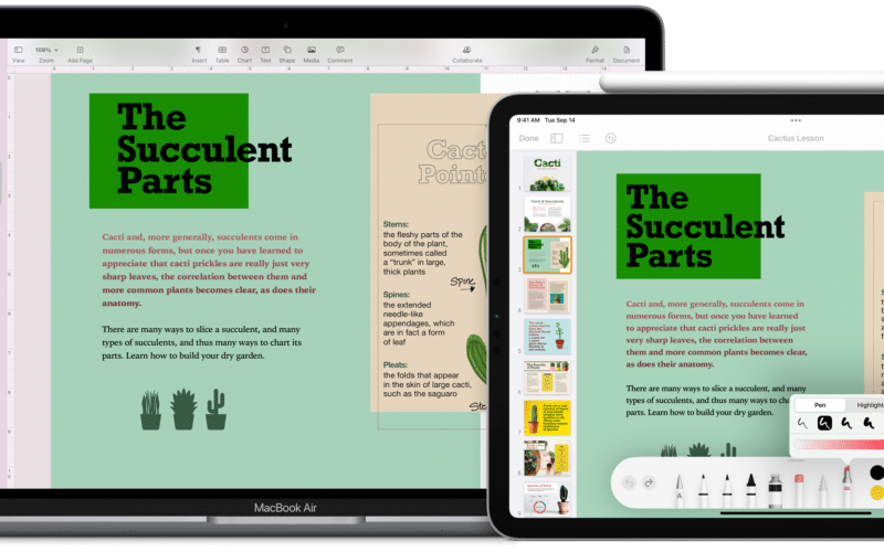 Pages no iPhone, no Mac e no iPad