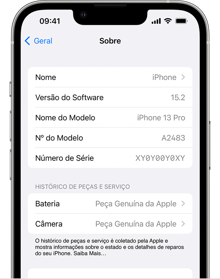 Verificar peças genuínas no iOS 15.2