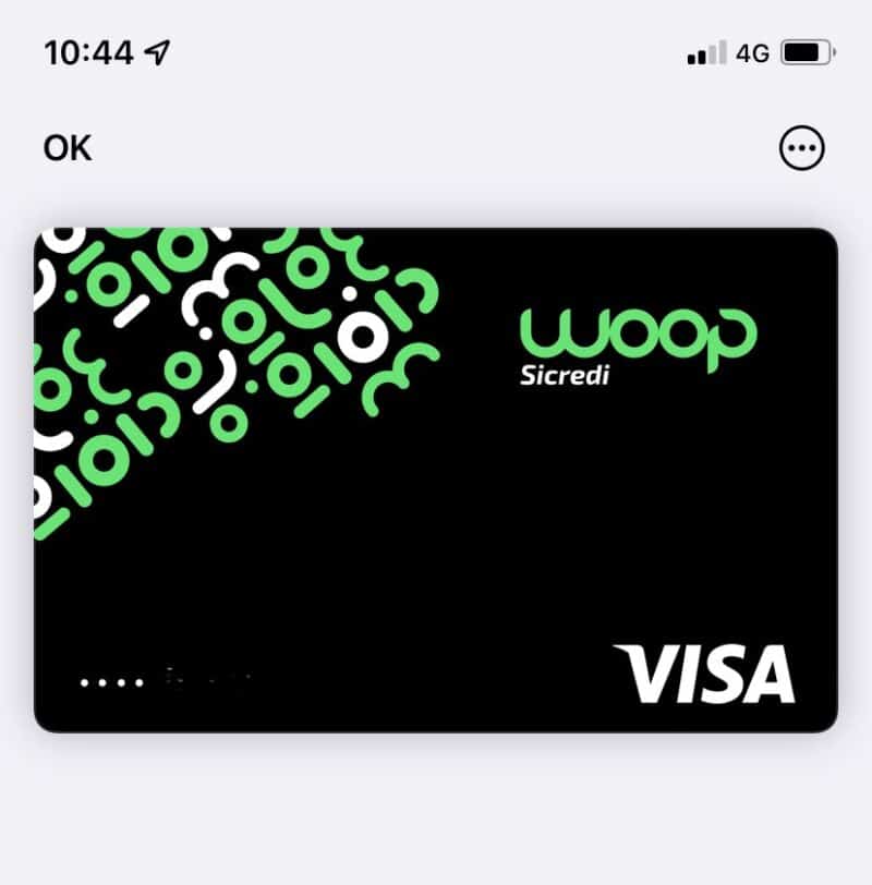 Cartão Woop Sicredi no Apple Pay