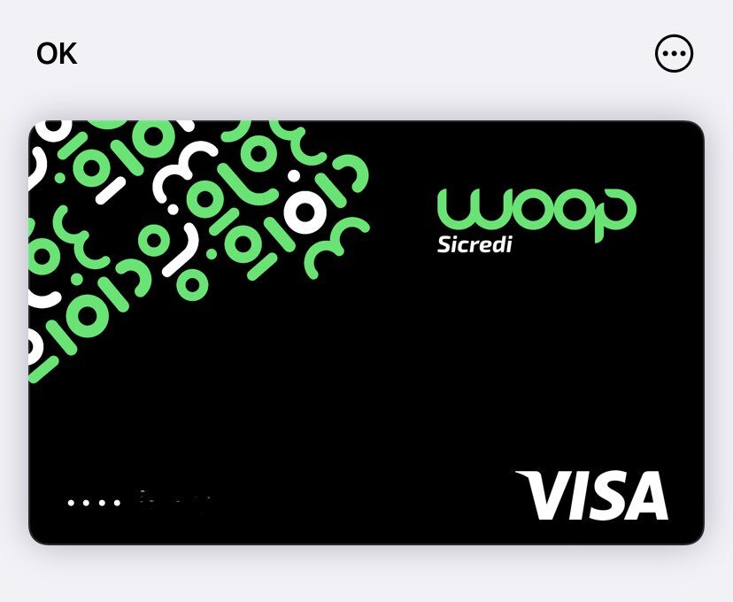 Cartão Woop Sicredi no Apple Pay