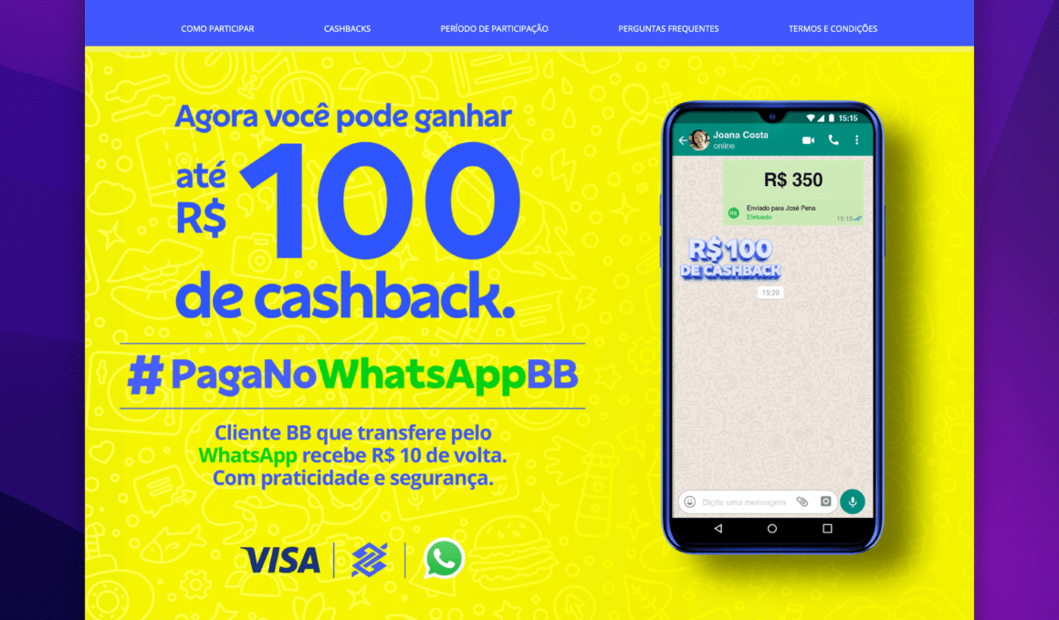 Promoção da Visa no Pagamentos do WhatsApp em parceria com o Banco do Brasil
