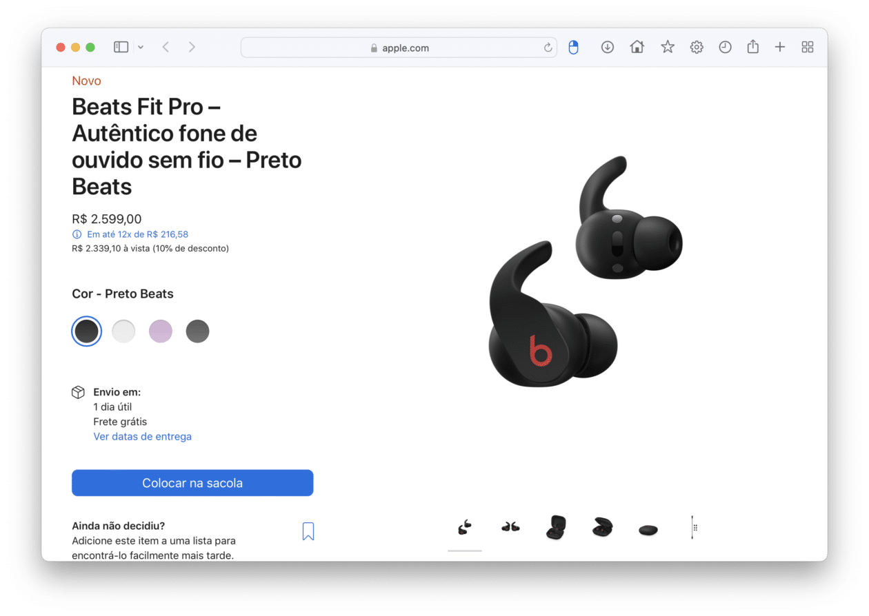 Beats Fit Pro na Apple Store Online