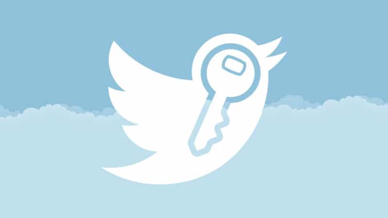 Logo do Twitter com uma chave dentro (segurança)