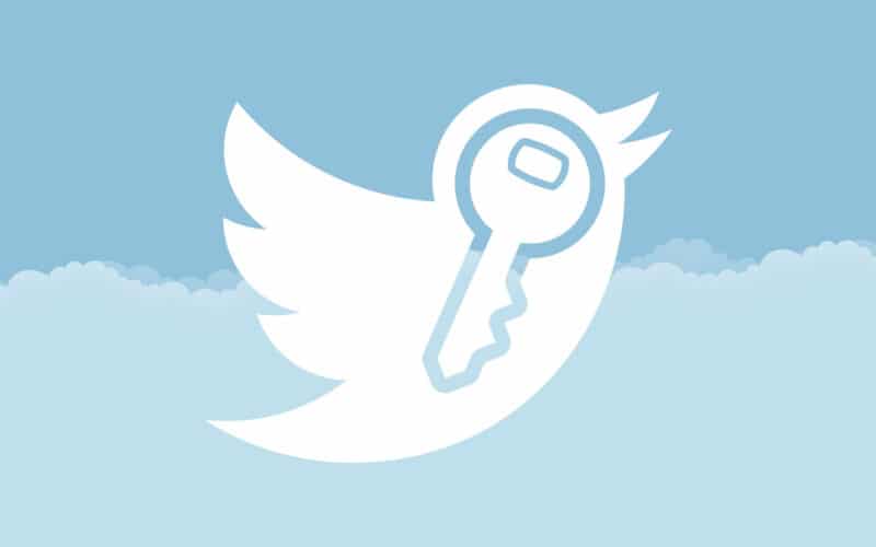 Logo do Twitter com uma chave dentro (segurança)
