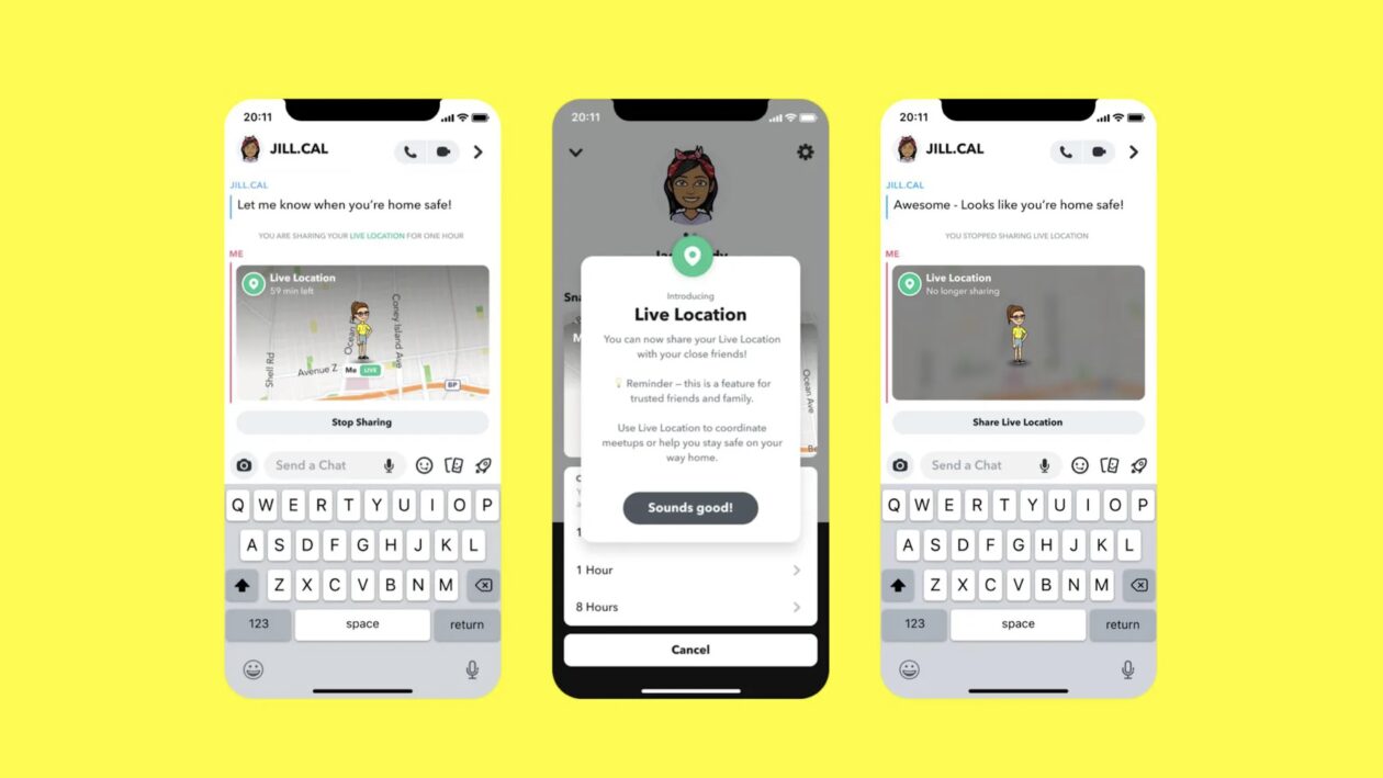 Compartilhamento de localização em tempo real no Snapchat