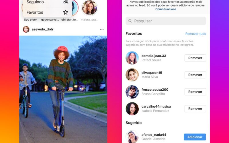 Novos feeds "Seguindo" e "Favoritos" do Instagram