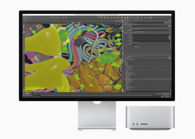 Apple Studio Display com Mac Studio M1 Ultra ao lado