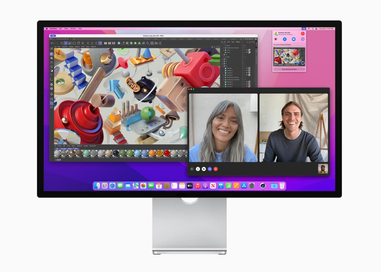 Apple Studio Display de frente, rodando o macOS Monterey