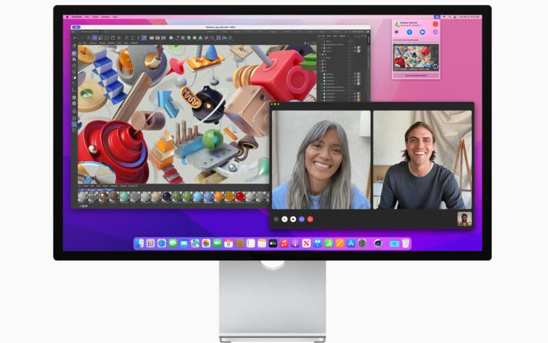 Apple Studio Display de frente, rodando o macOS Monterey