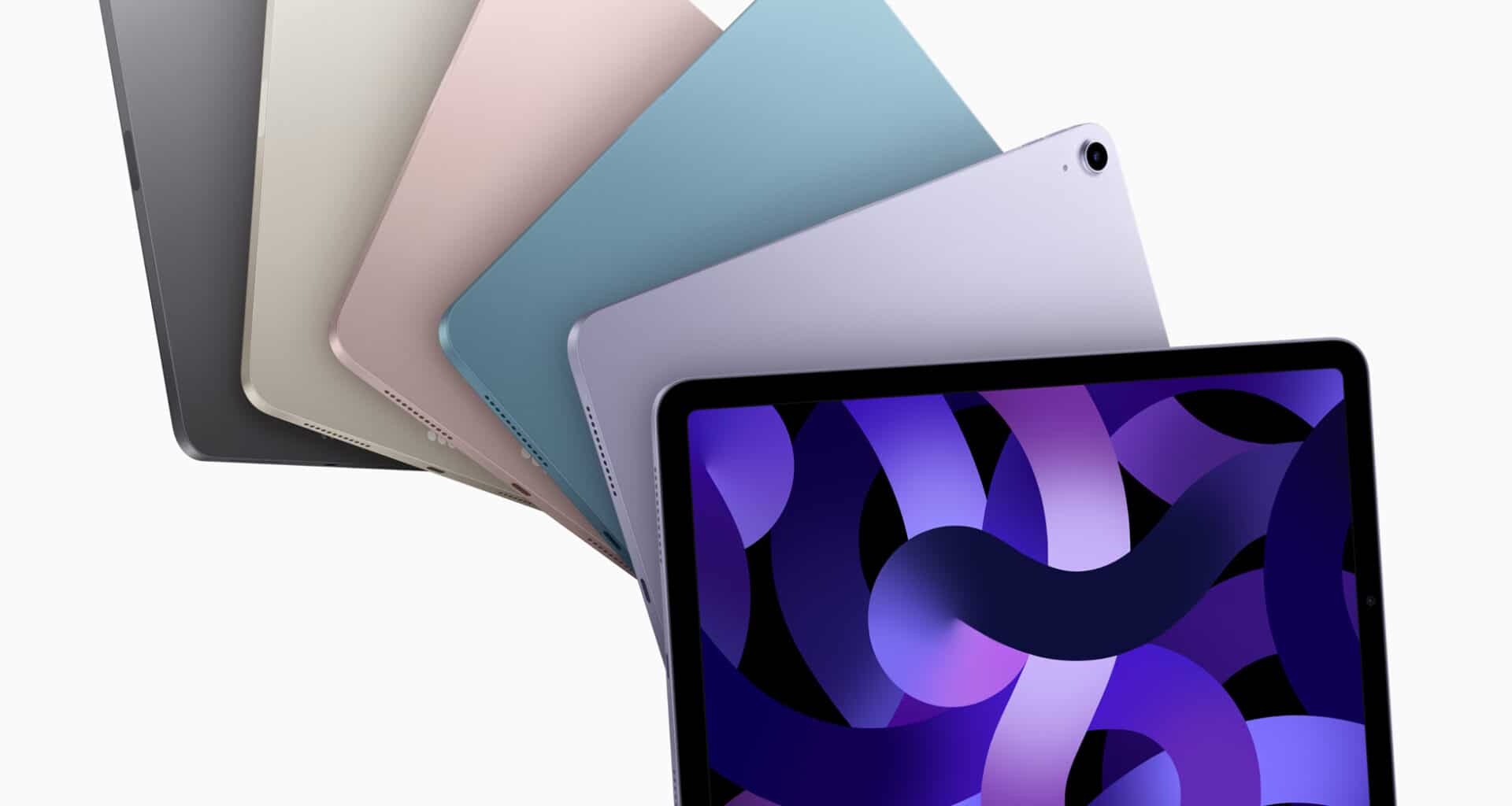 iPad Air de quinta geração voando, em todas as cores