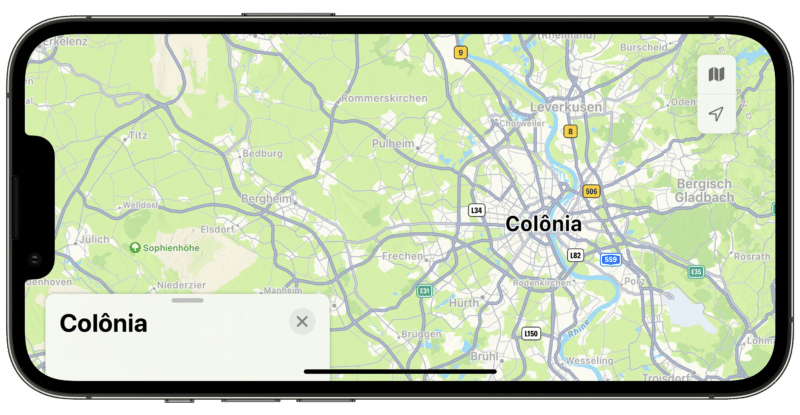 Colônia nos Mapas da Apple