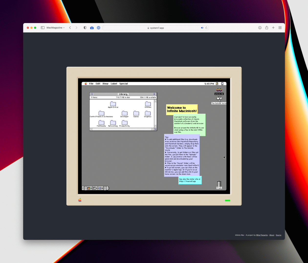Infinite Mac, projeto que emula System 7 e Mac OS 8 no navegador