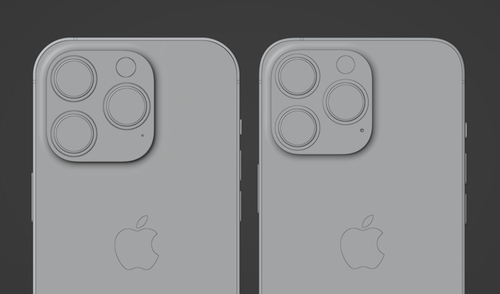Render do "iPhone 14 Pro" comparado com o do iPhone 13 Pro, por Ian Zelbo