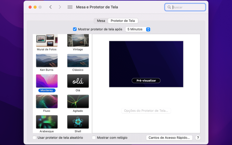 Protetor de tela do Mac