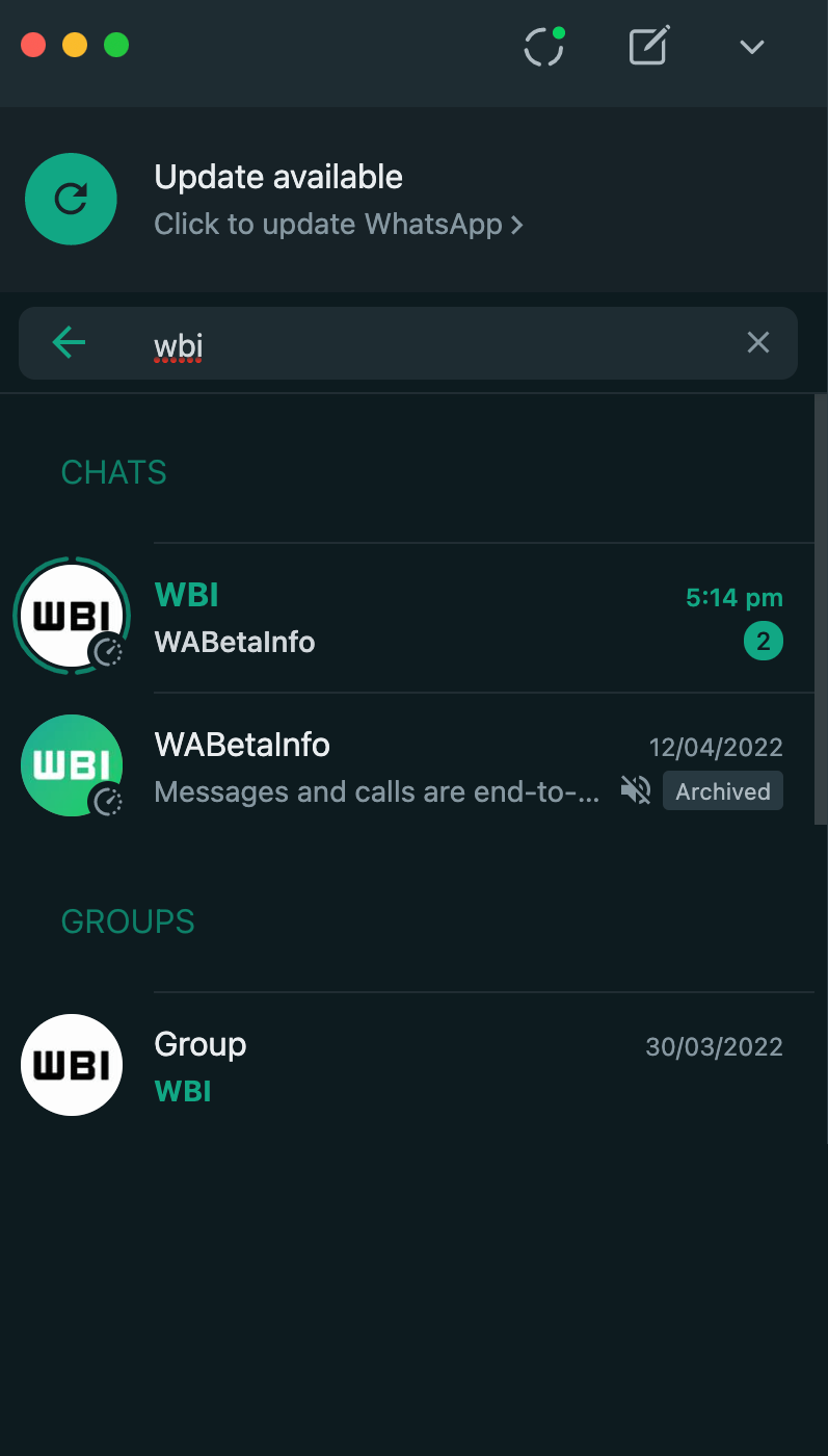 Status na lista de chats do WhatsApp