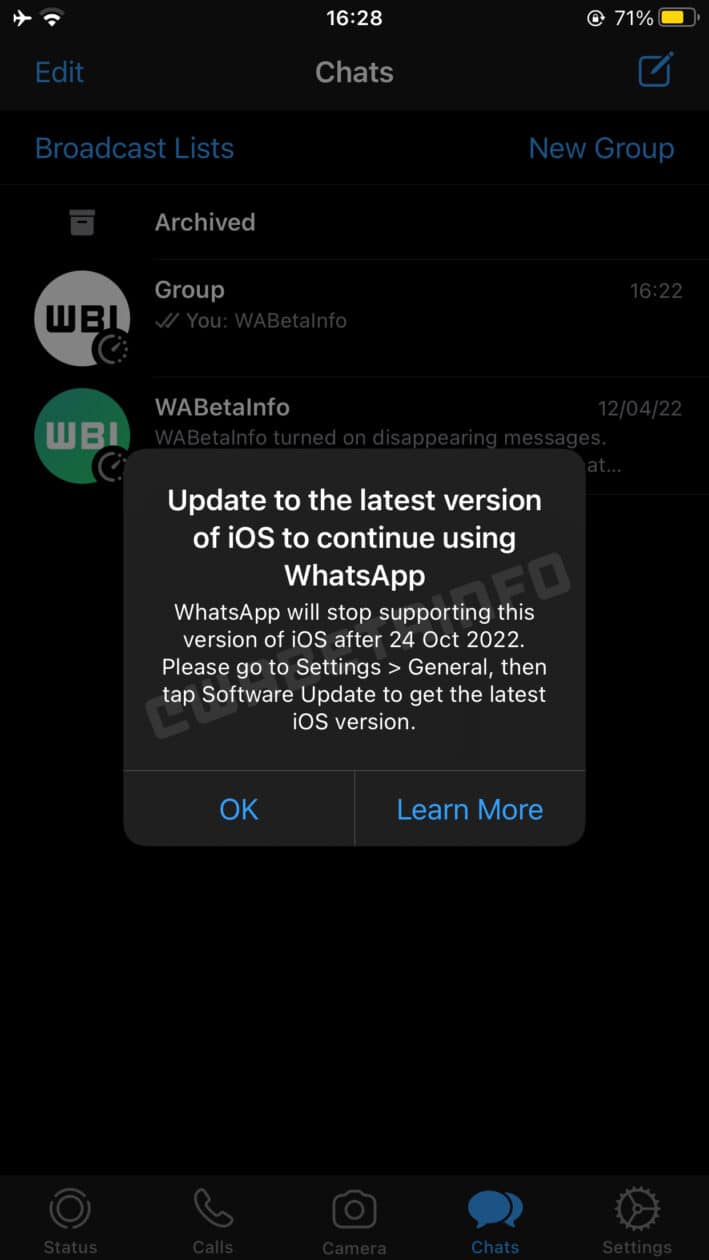 WhatsApp deixando de suportar as versões 10 e 11 do iOS