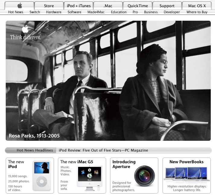 Apple.com em 2005 - Rosa Parks