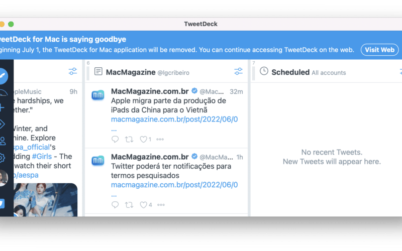 Alerta no TweetDeck para Mac