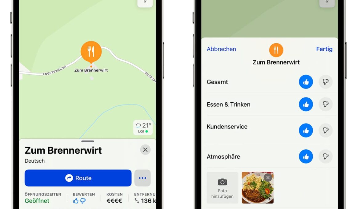 Classificação nos Mapas da Apple na Alemanha