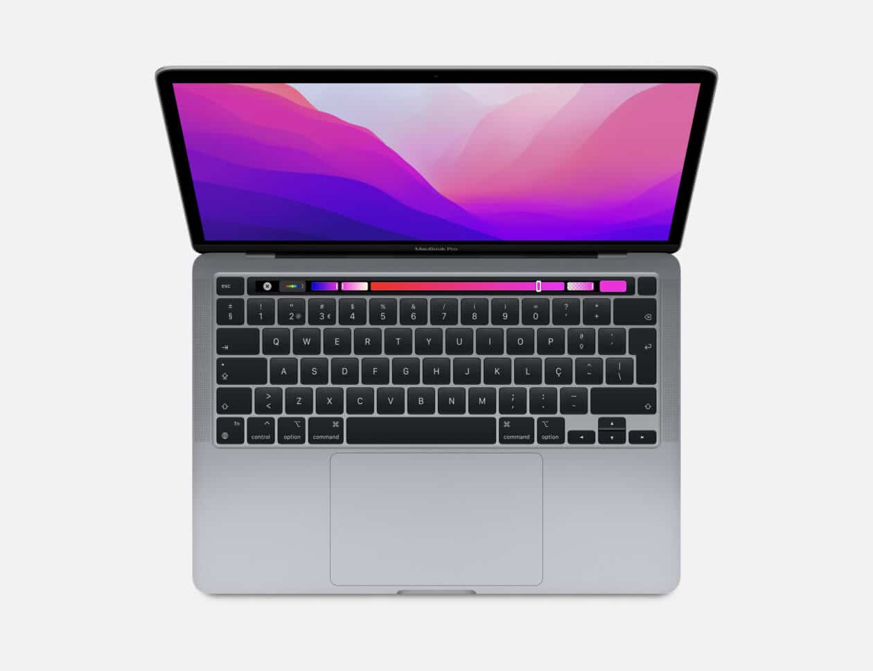 MacBook Pro de 13 polegadas com M2 visto de cima