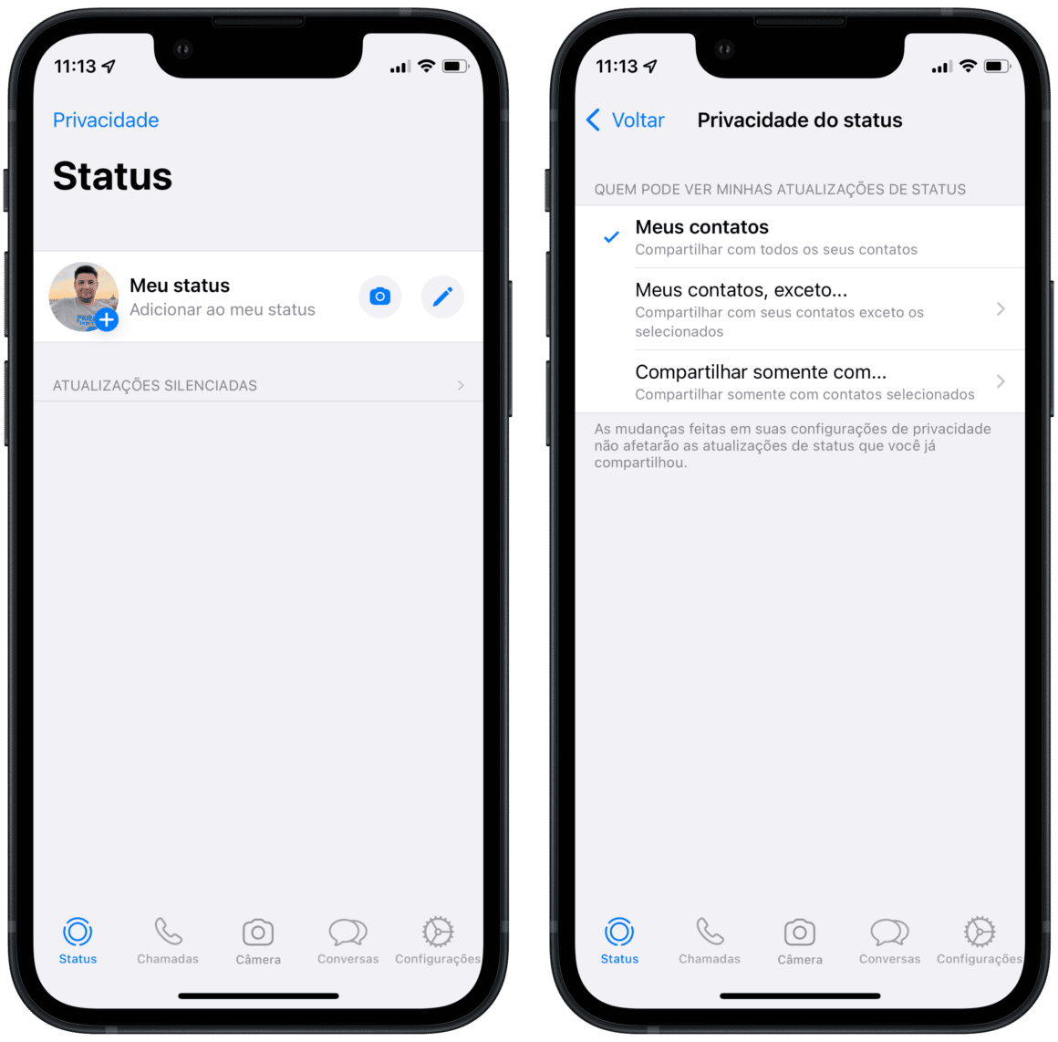 WhatsApp como limitar a visualização dos Status [iPhone] MacMagazine