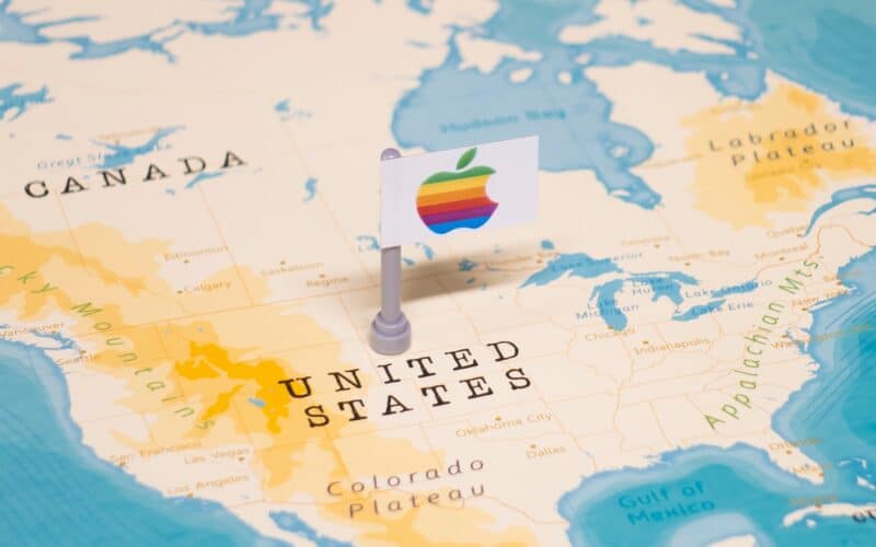 Mapa com a bandeira da Apple