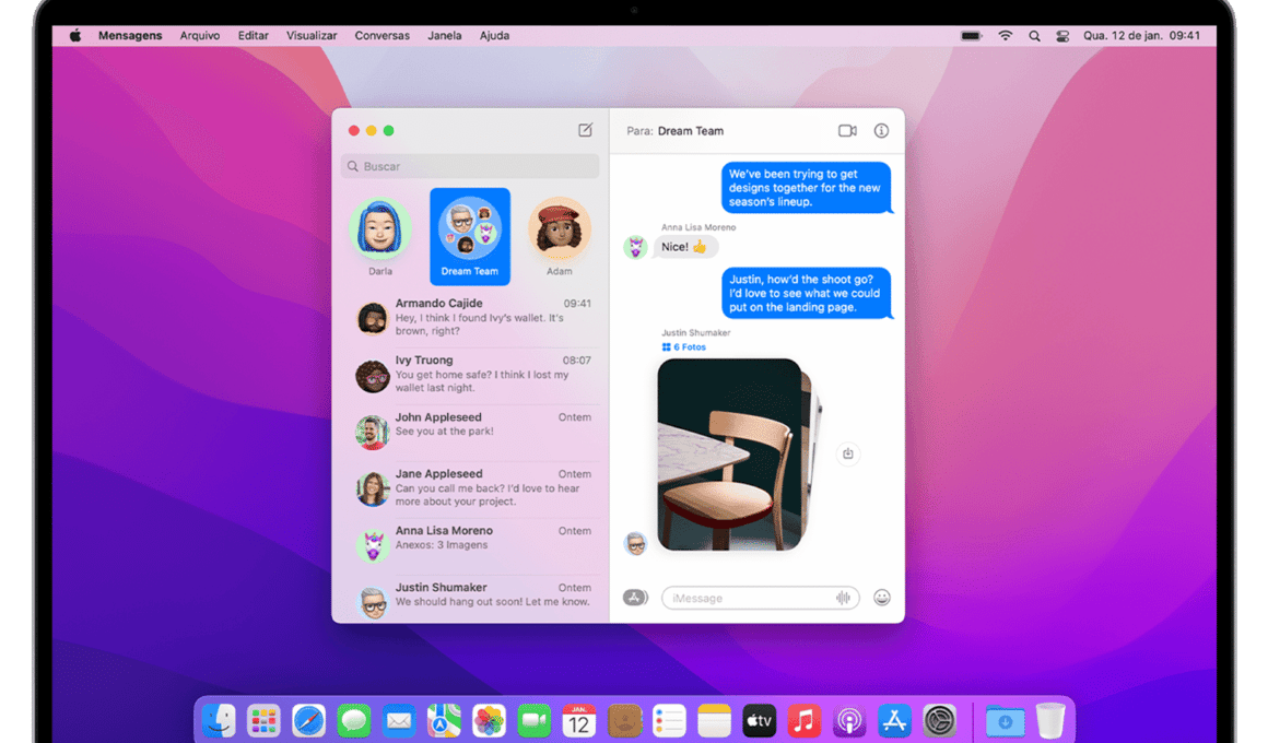 App Mensagens no macOS