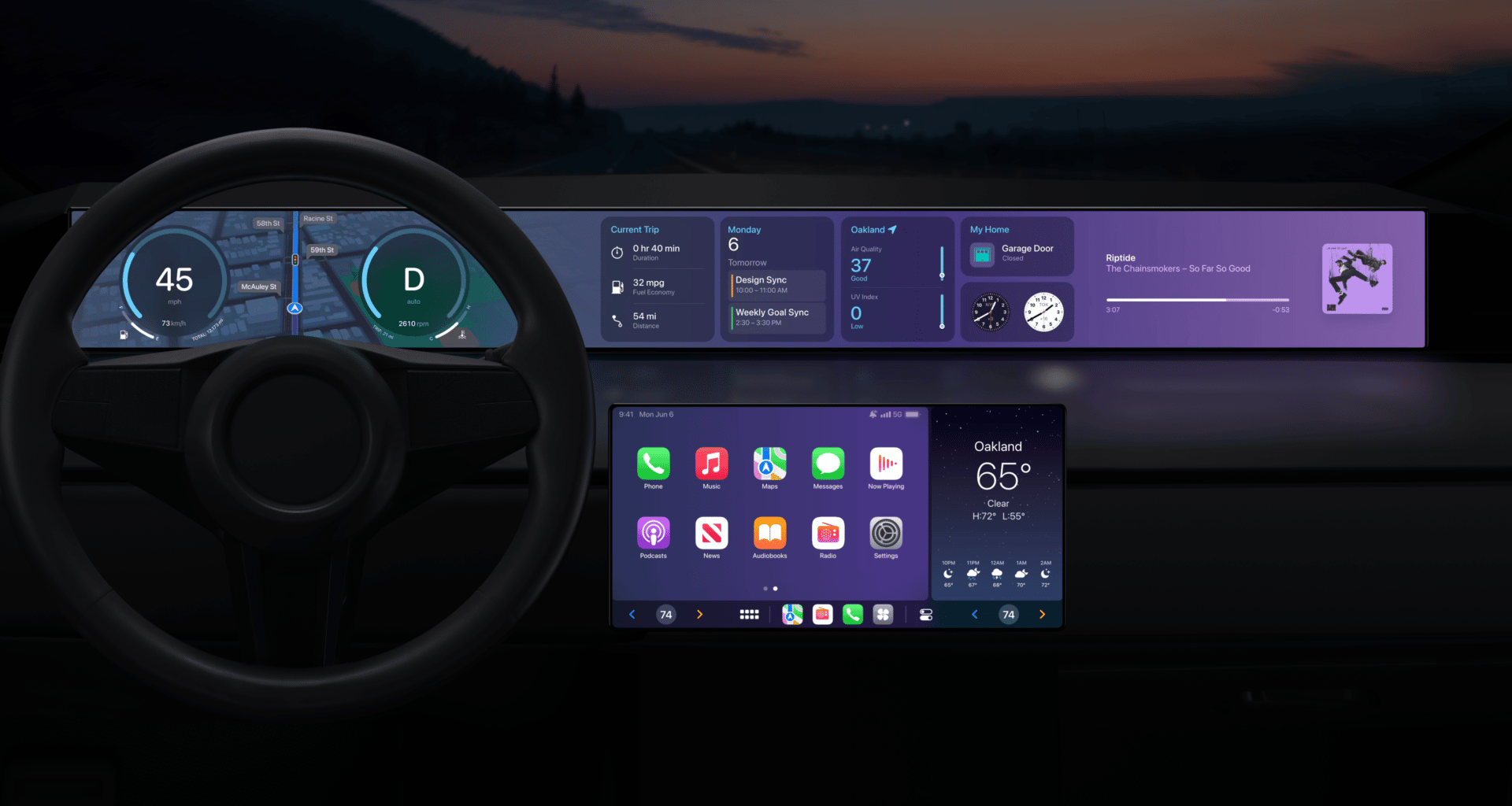 Interface multitelas do CarPlay no iOS 16