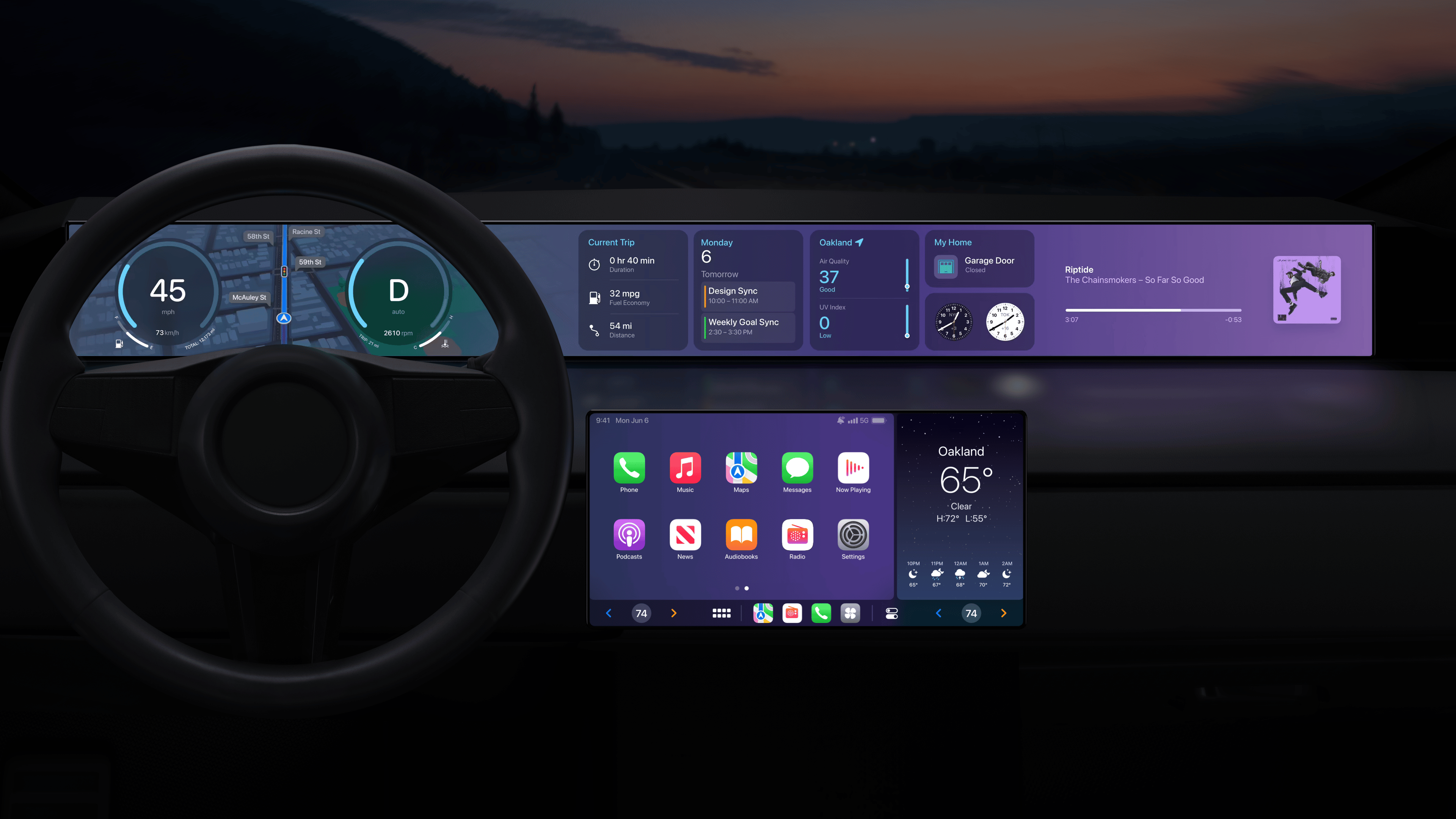 Interface multitelas do CarPlay no iOS 16
