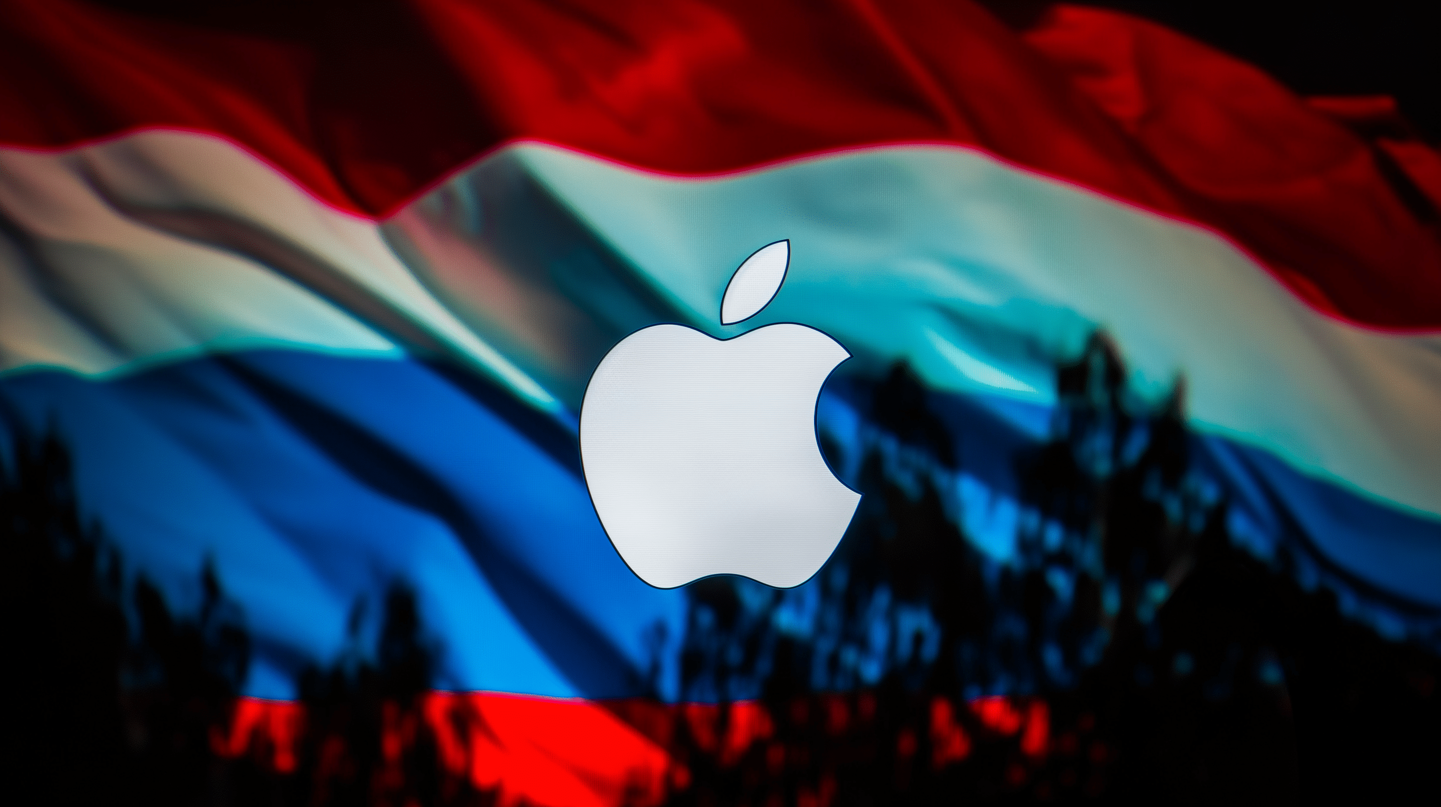 Logo da Apple e bandeira da Rússia