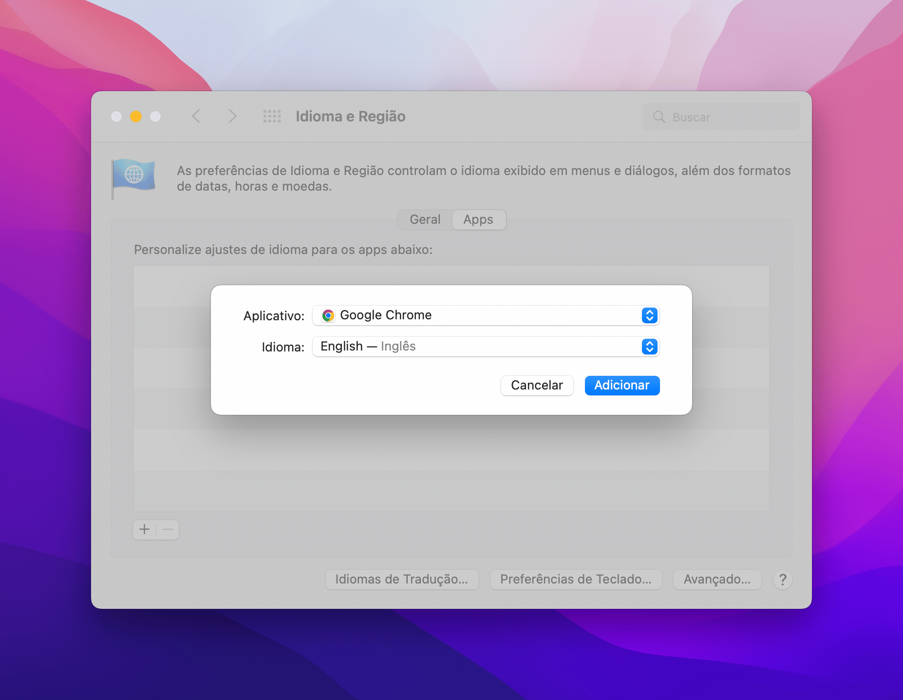 Alterando o idioma do Chrome no macOS