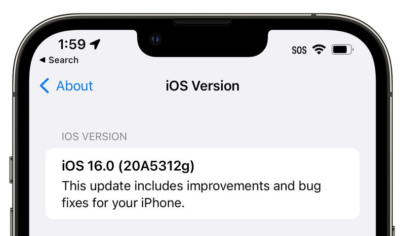 iOS 16 - Tela de atualizações