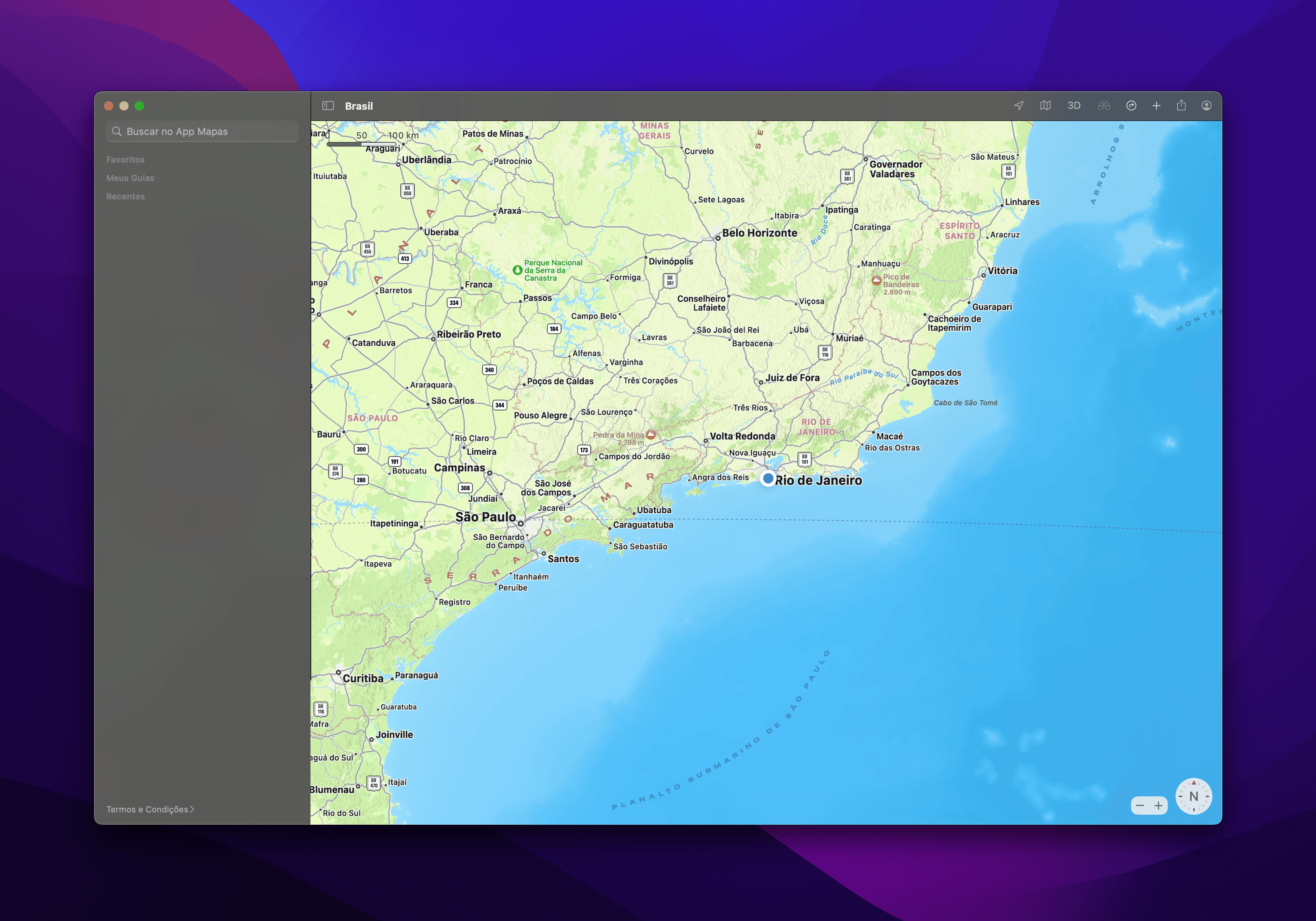 Mapas claro no modo escuro