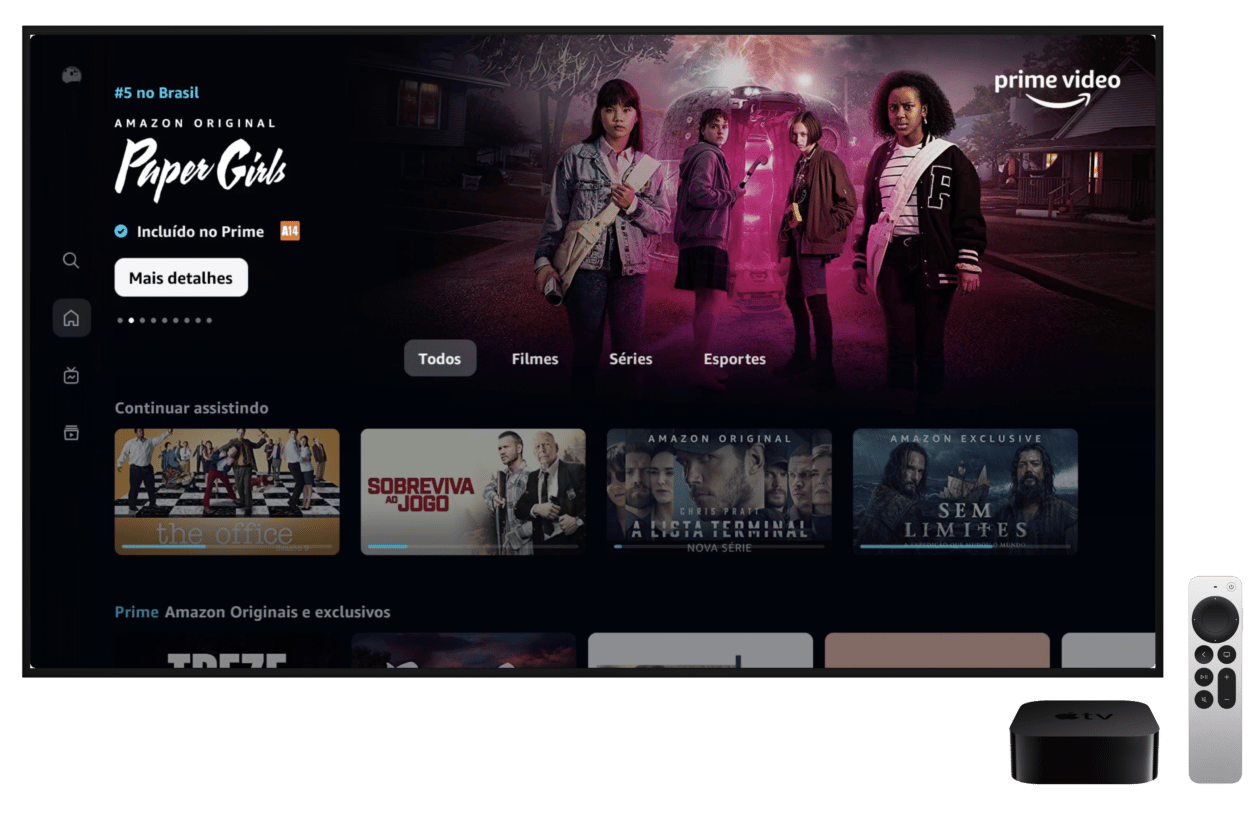 Interface do Amazon Video Prime para Apple TV