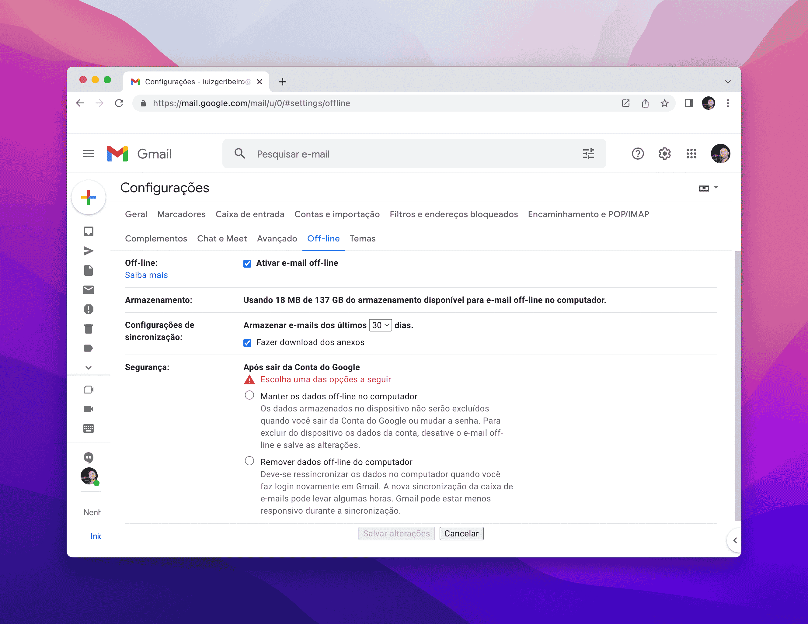 Usar email offline no Google Chrome