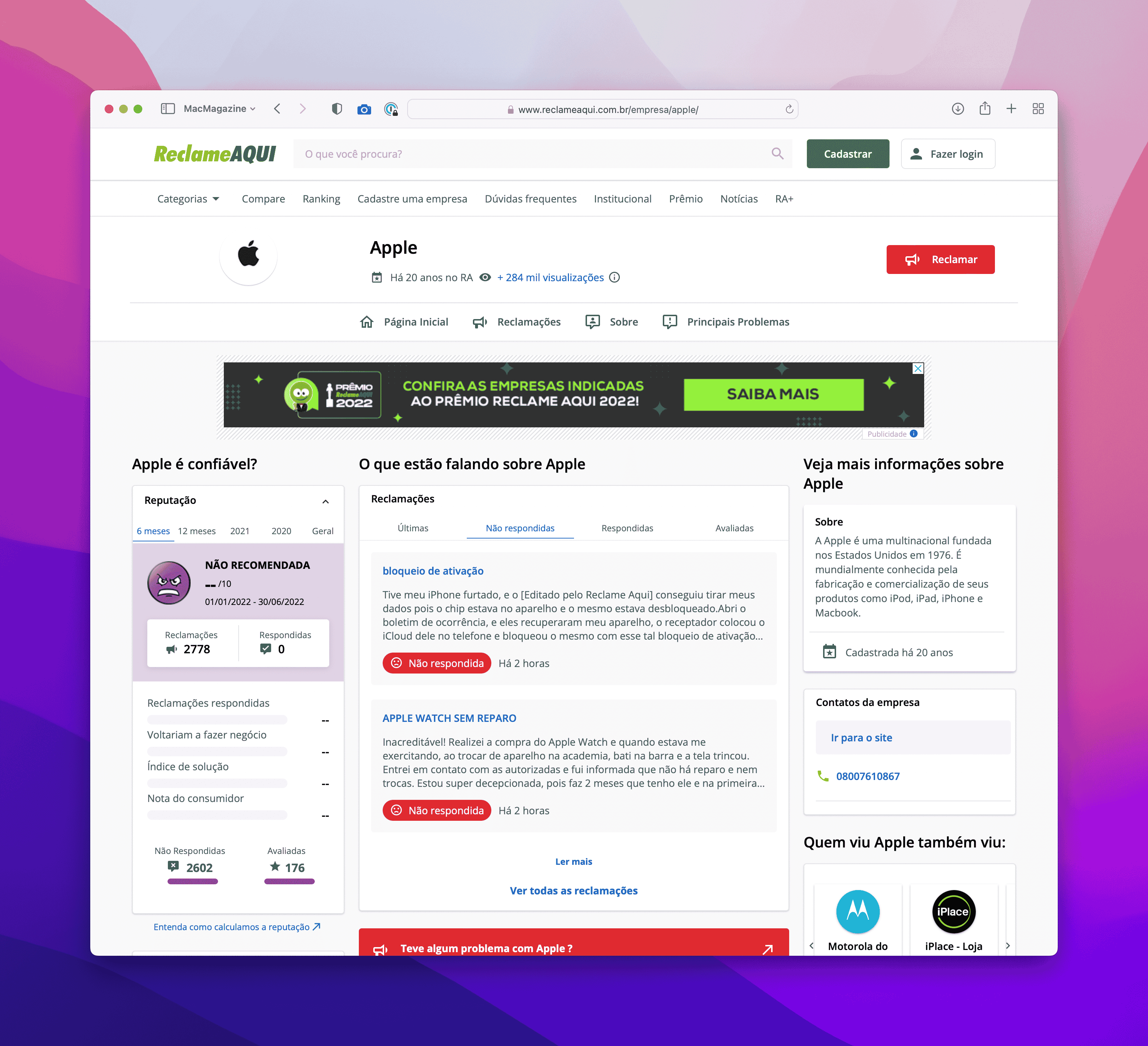 Apple e Samsung ignoram problemas no Reclame Aqui - MacMagazine