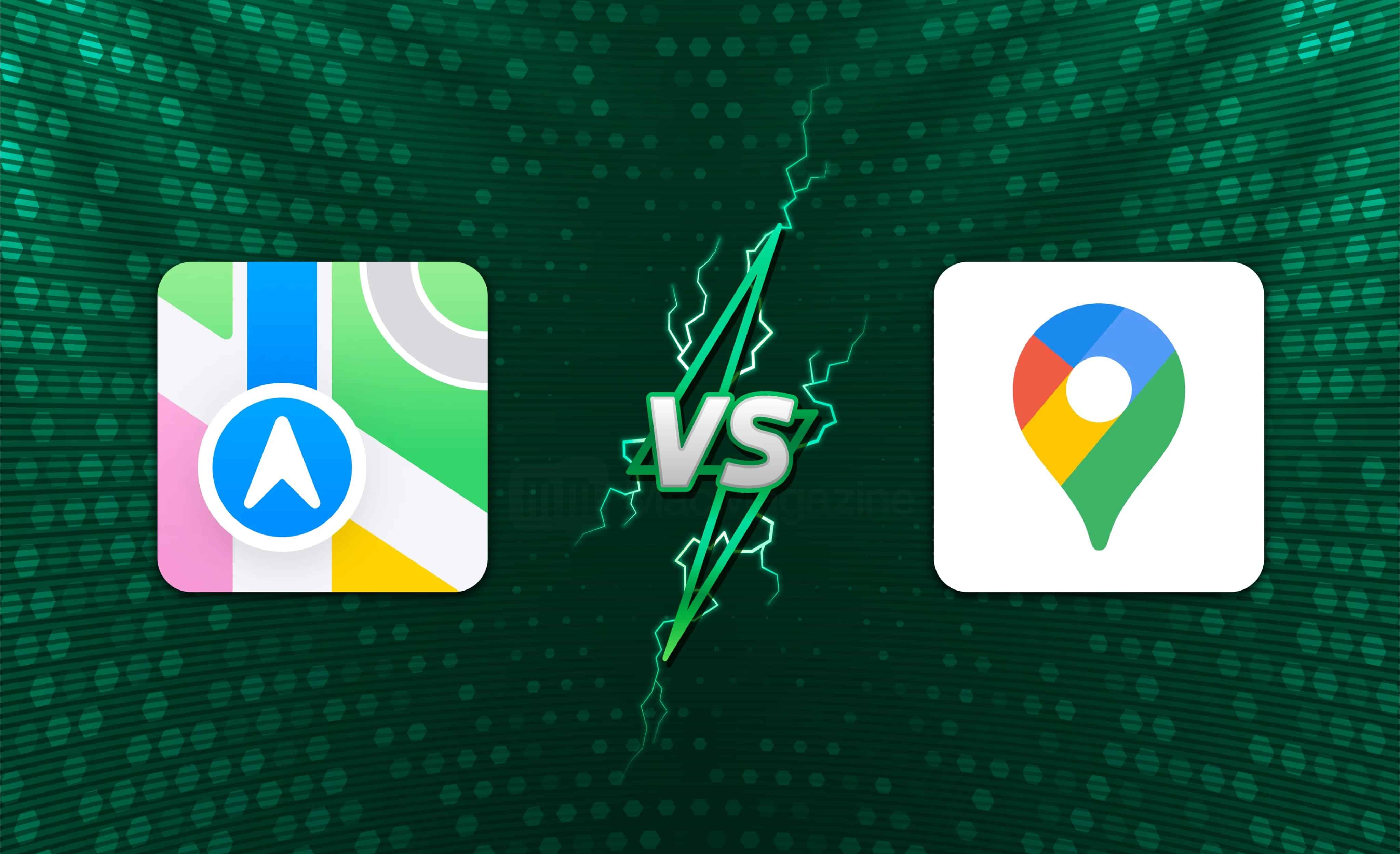 Ícones do Mapas da Apple vs. Google Maps