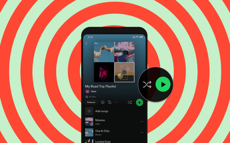 Spotify botões de Play e Aleatório separados