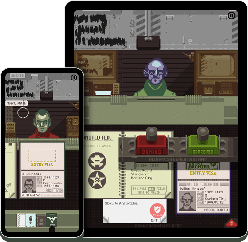 A screenshot from Papers Please showing the interface as the player