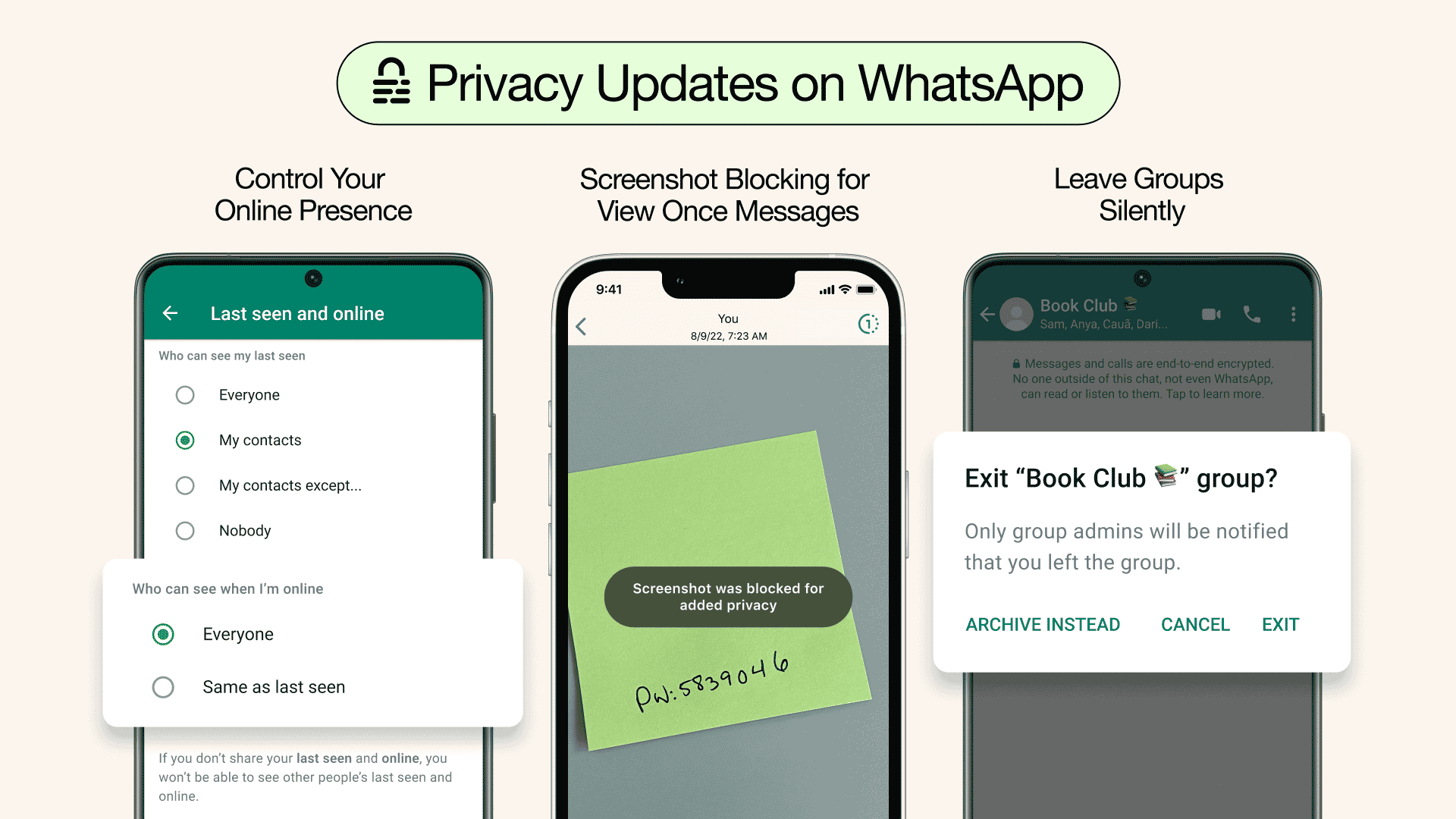 Recursos de privacidade do WhatsApp