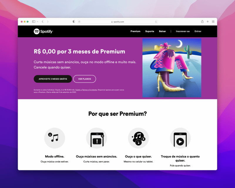 3 meses grátis do Spotify Premium