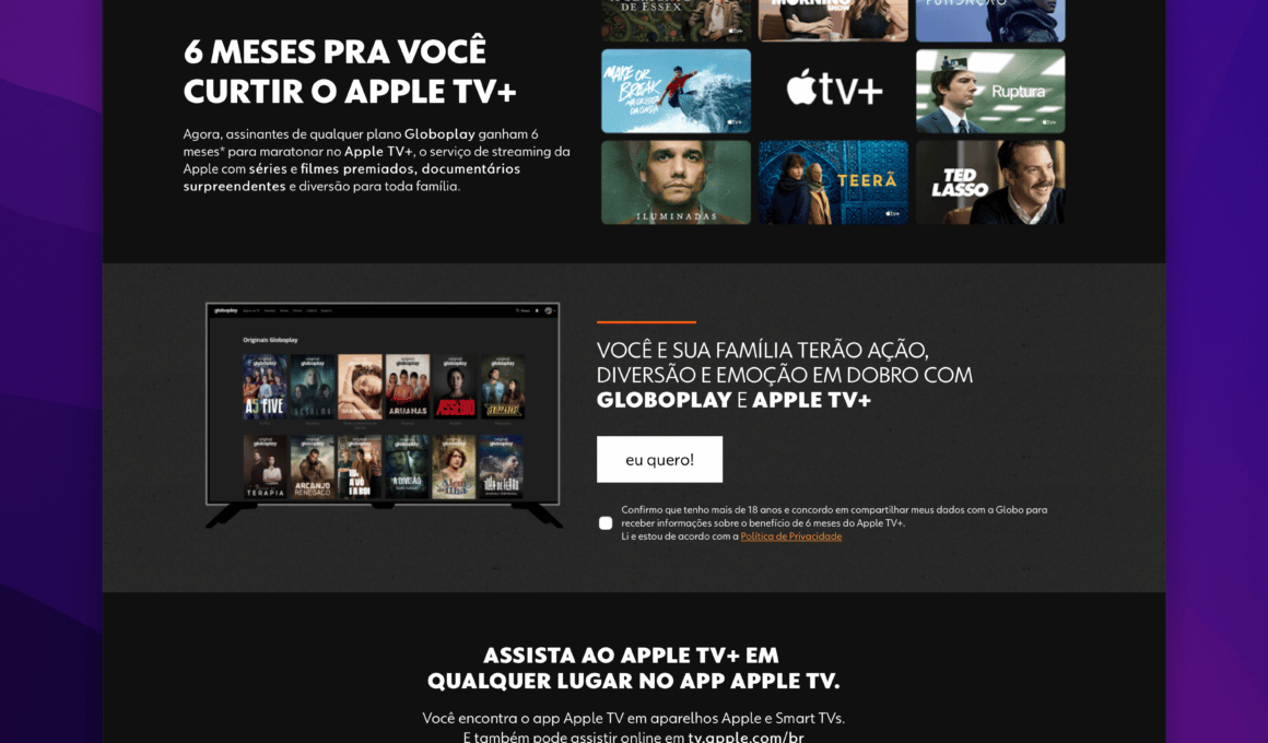 Globoplay oferece 6 meses de Apple TV+ grátis