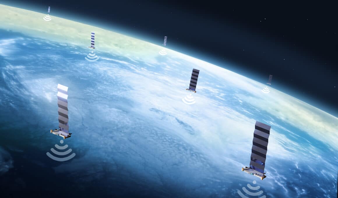 Ilustração de satélites Starlink
