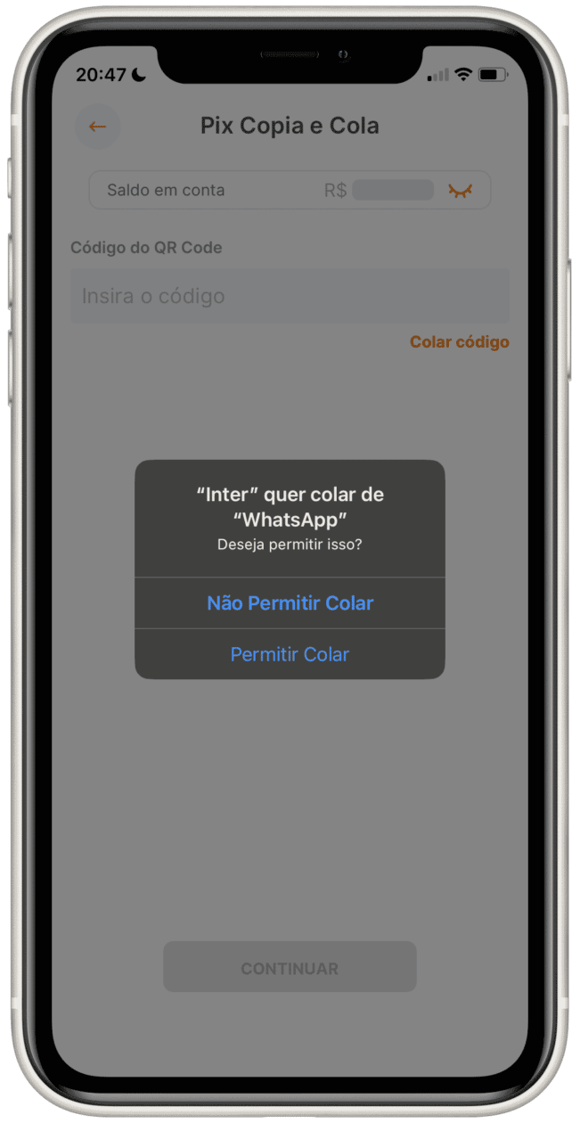 Recurso de copiar/colar no iOS 16