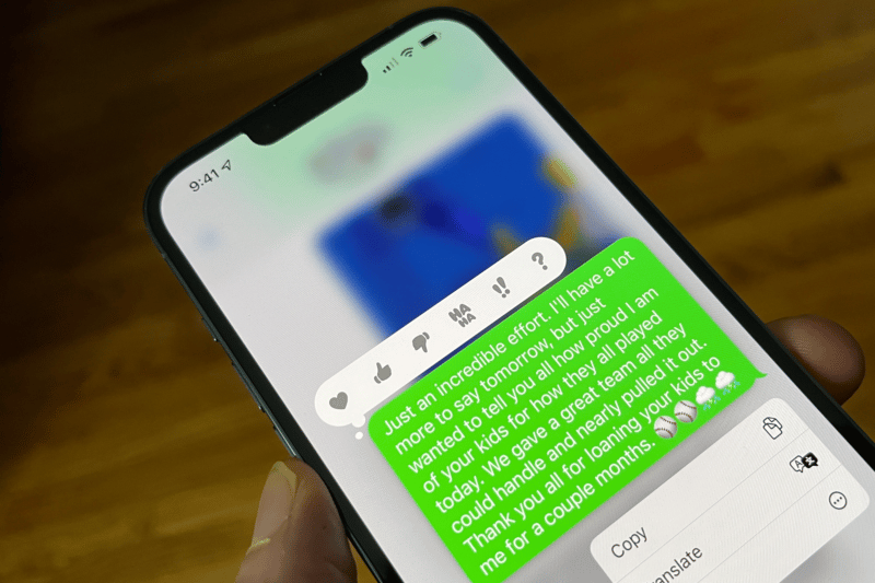 Reações em SMS no iMessage