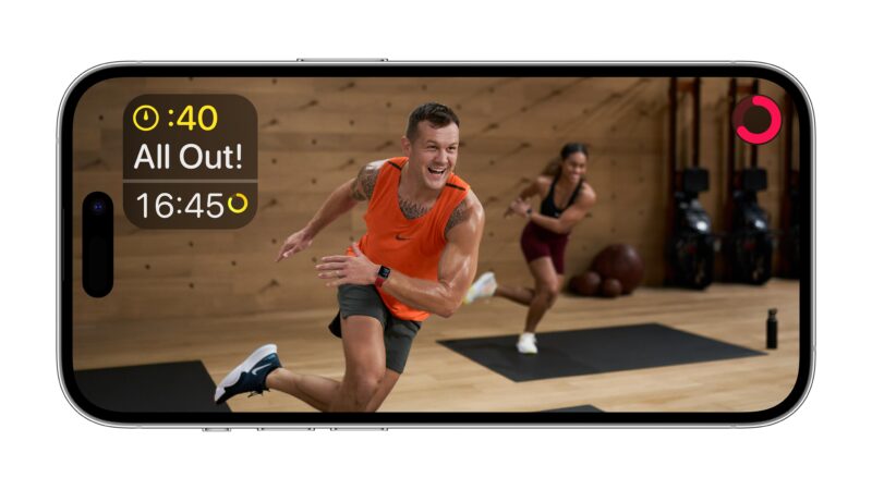 Apple Fitness+ em iPhone na horizontal