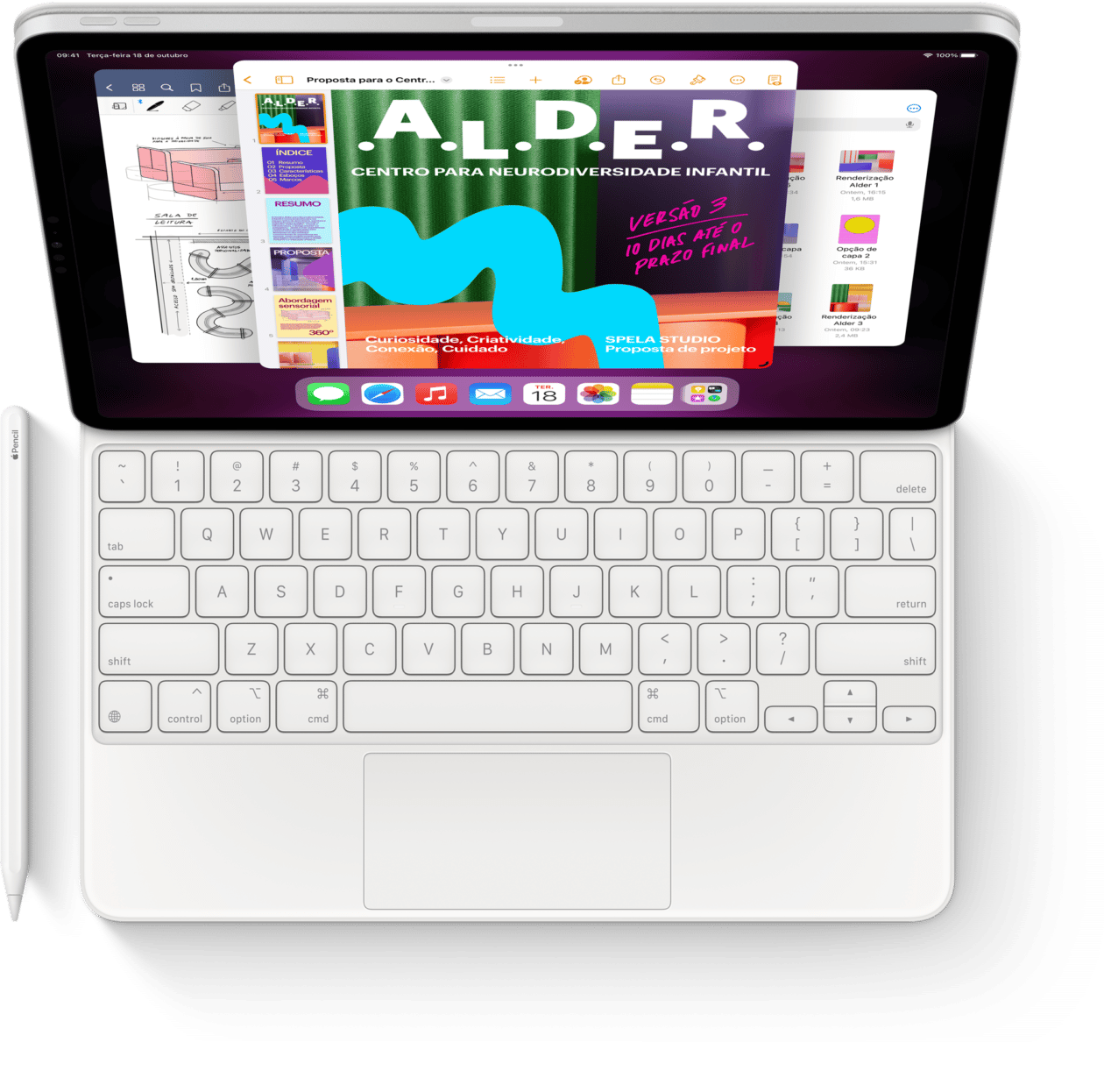 iPad Pro com Apple Pencil e Magic Keyboard