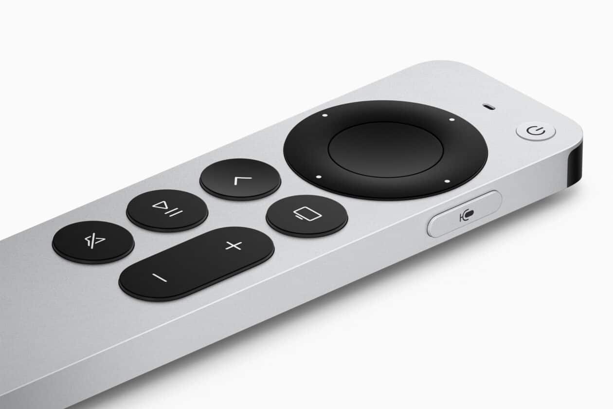 Close-up do Siri Remote da Apple TV 4K