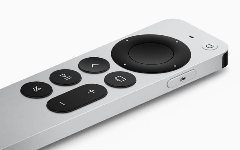 Close-up do Siri Remote da Apple TV 4K