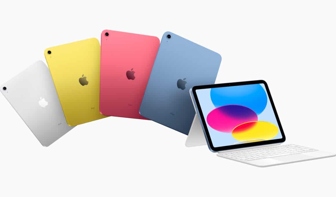 iPad de décima geração em várias cores e com teclado